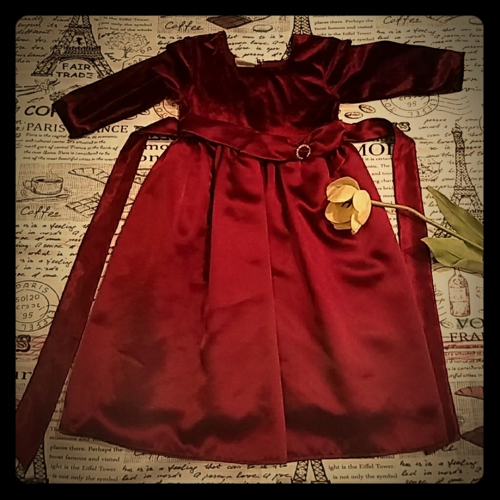 Burgundy Holiday dress, girls 5